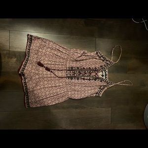 pattern lace up romper